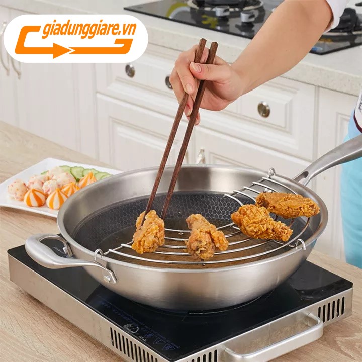 Giá gác xoong nồi hấp vỉ gác chảo inox ráo dầu chiên rán  - giadunggiare.vn