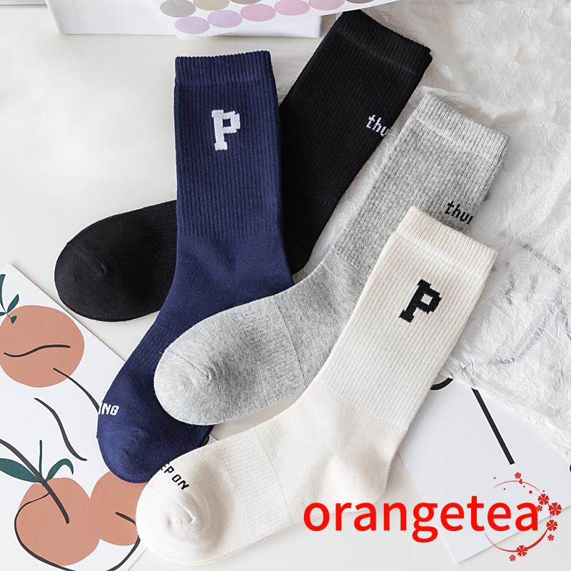 Tất thể thao dài co giãn in chữ phong cách đơn giản cho nữ