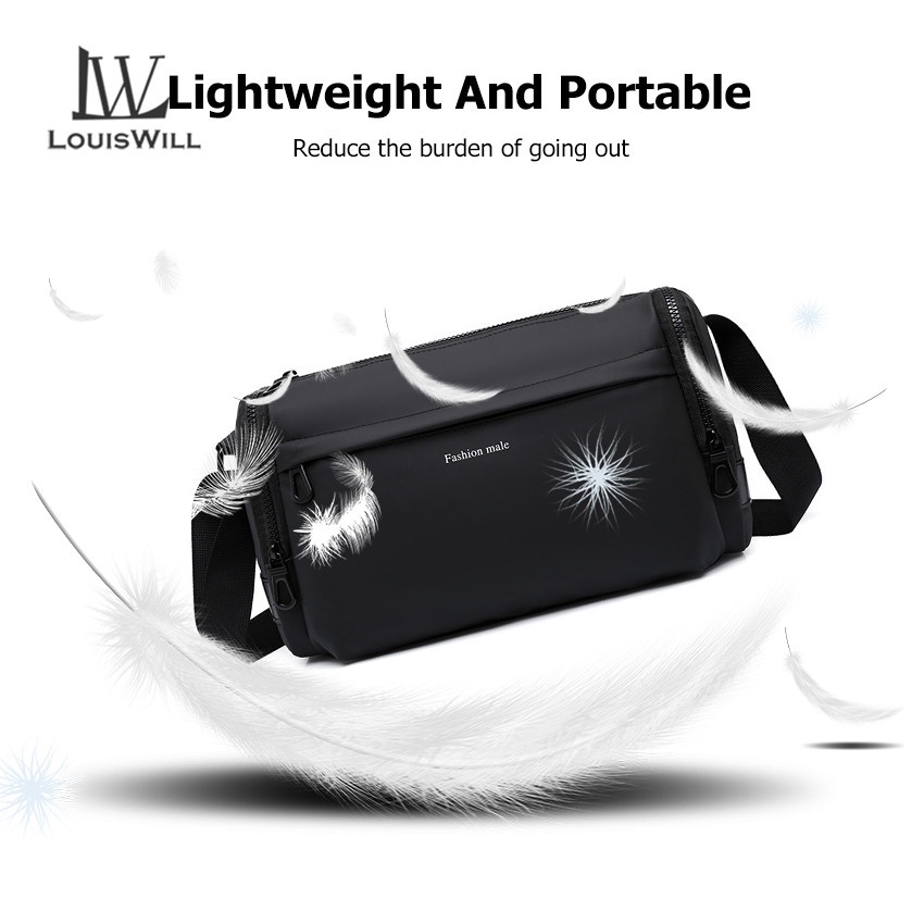 Túi đeo vai LOUISWILL bằng sợi polyester chống thấm nước phong cách thể thao thời trang cho nam