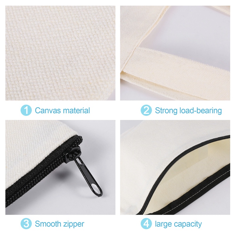 Túi Đựng Bút / Đồ Trang Điểm Bằng Vải Canvas Có Dây Kéo Có Thể Tái Sử Dụng DIY