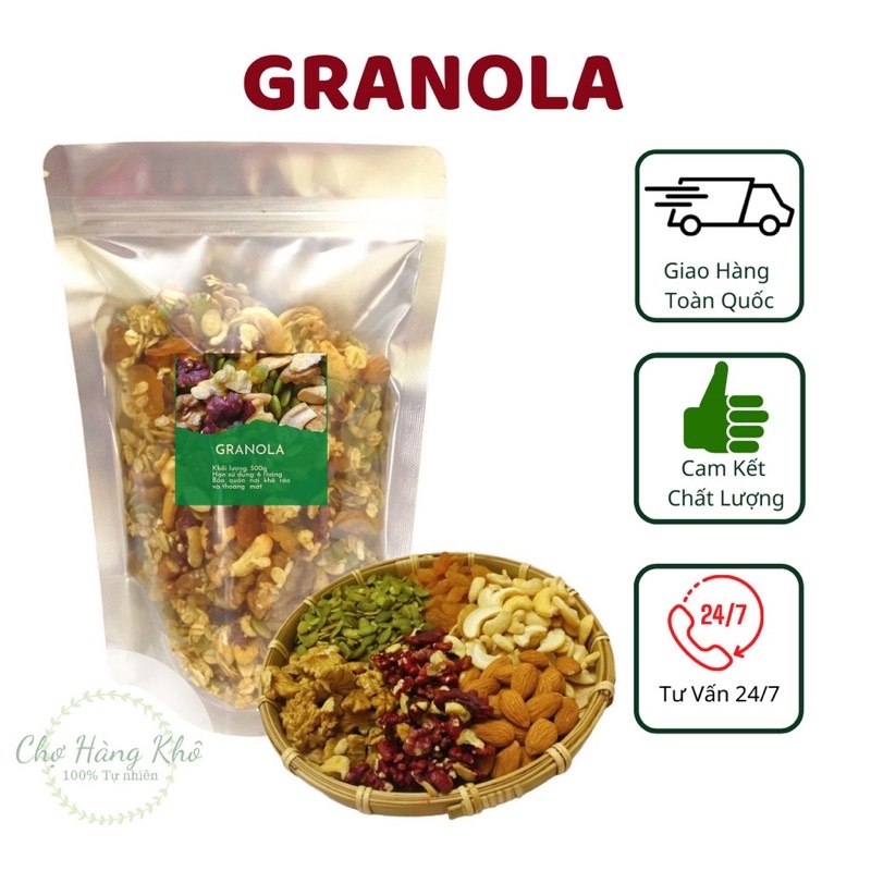500g Granola ăn kiêng nhiều hạt, ít yến mạch không đường
