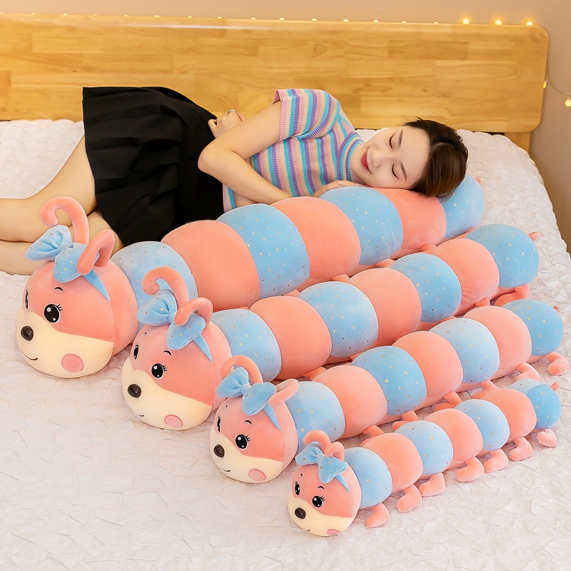 THÚ BÔNG CON SÂU ĐEO NƠ DỄ THƯƠNG  VẢI MINISO SIÊU MỀM MỊN HÀNG CAO CẤP - GỐI ÔM CON SÂU ĐEO NƠ SIÊU CƯNG