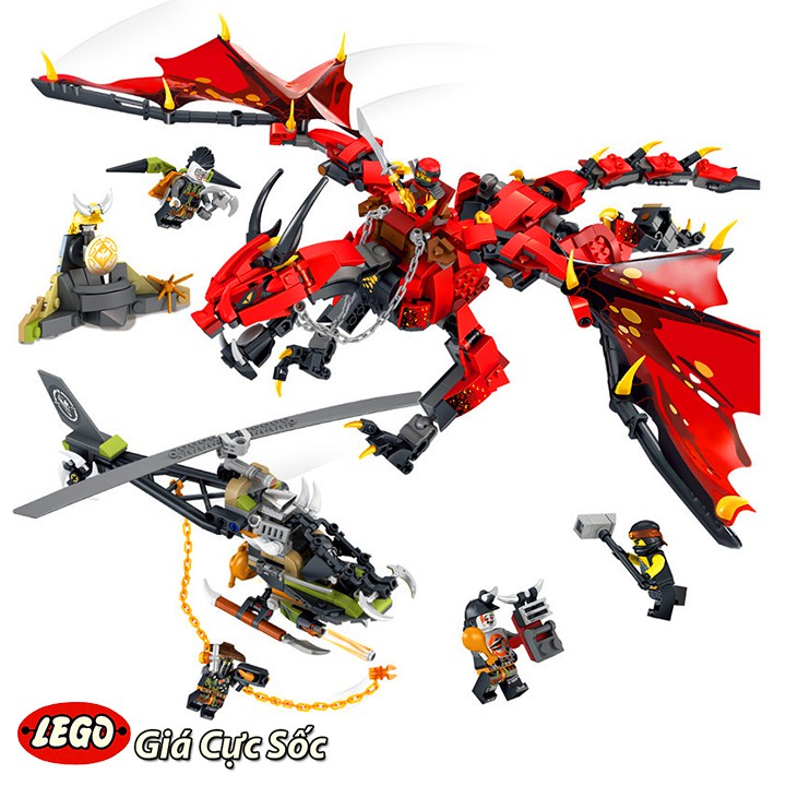 Lego Ninjago Blocks Series 44003 / 940 Chi Tiết. Bộ Lego Xếp Hình Ninjago Siêu Rồng Đỏ