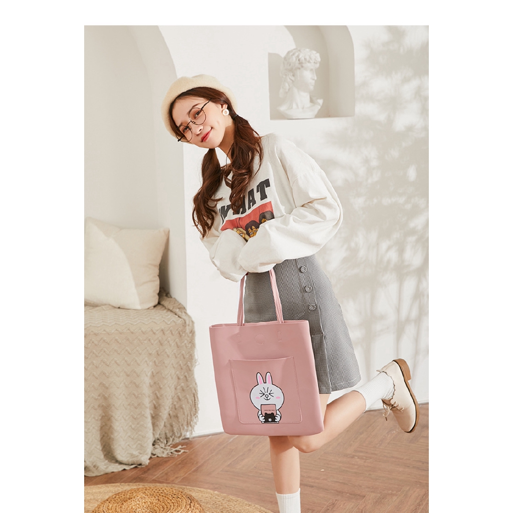 ☞ high quality fashionable women's handbag, single shoulder bag, Korean shopping bag, cartoon printing bag, street Baita middle bag, women Tote Bag