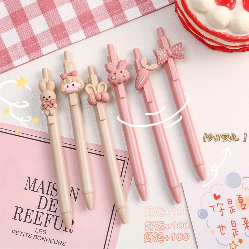 Set 3 Bút Mực Đen Ngòi 0.5mm Hình Thỏ Xinh Xắn