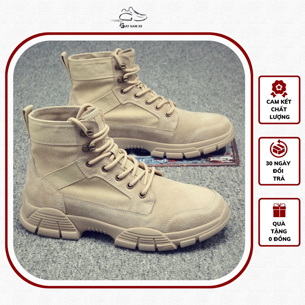 Giày cao cổ nam vải pha da bò - CC139