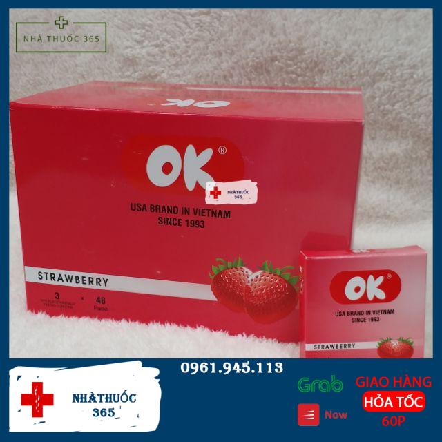 Bao cao su Ok Hương Dâu Tây - Chính hãng (hộp 144 cái)