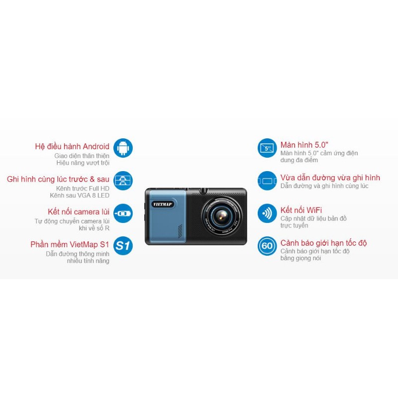 [Hỗ Trợ Lắp Đặt Miễn Phí Tận Nơi] CAMERA HÀNH TRÌNH VIETMAP A50 VỪA DẪN ĐƯỜNG VỪA GHI HÌNH TRƯỚC SAU KÈM THẺ NHỚ | BigBuy360 - bigbuy360.vn