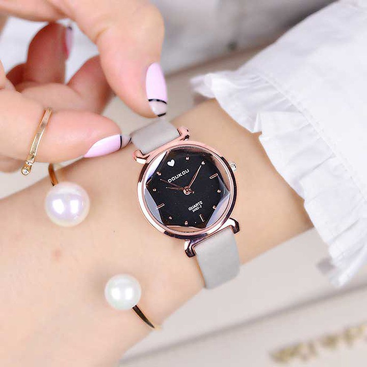 Đồng hồ nữ DouKou 71139 dây da lộn cao cấp mặt tròn Bán lẻ giá sỉ