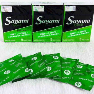 Bao cao su siêu mỏng Sagami Type E lằn thắt chấm gai hộp 5 chiếc