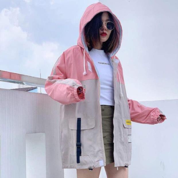 Áo Khoác Kaki Túi Hộp Nữ 2 Lớp Có Mũ Chống Nắng Tốt
