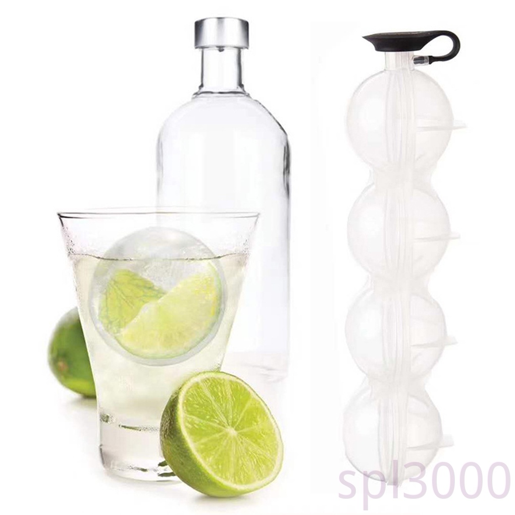 Khuôn silicone làm nước đá hình quả bóng tròn 4 ngăn DIY