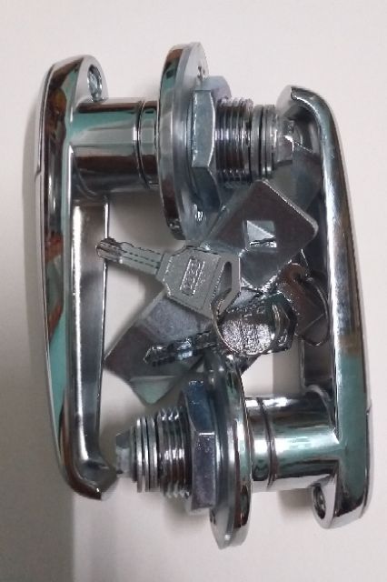KHÓA TỦ ĐIỆN MS308-1-1 loại dài 12cm - KHÓA TAY XOAY MẠ  CHROME 308-1-1 loại lớn