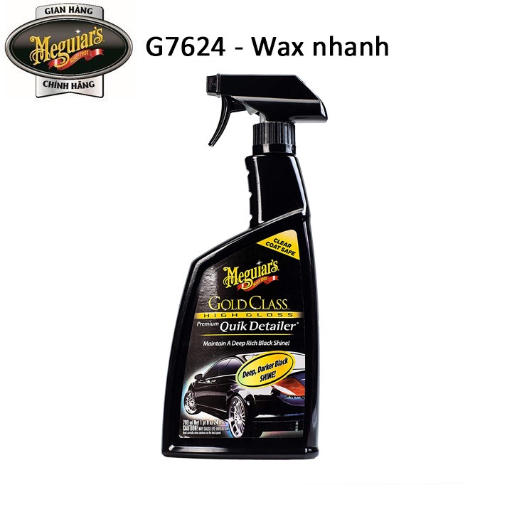 Meguiar's Dung dịch bảo dưỡng nhanh cho sơn xe dòng Gold Class - Gold Class Quik Detailer, G7624, 24 oz - 709ml