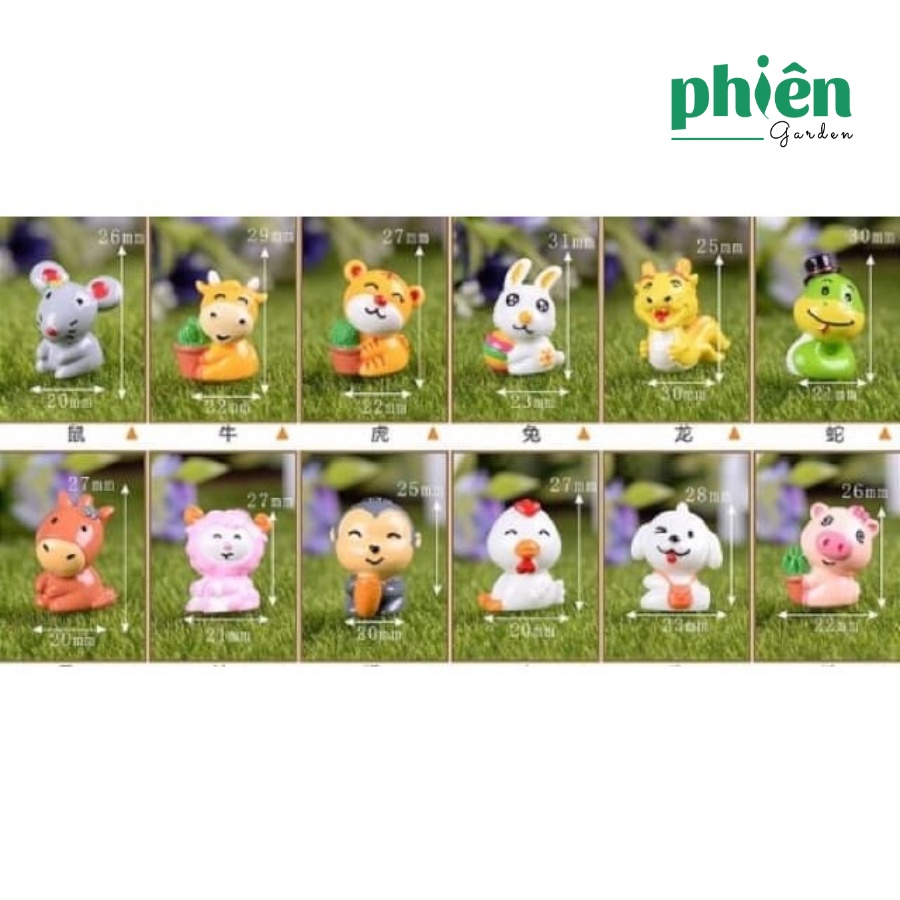 Tiểu cảnh 12 Con Giáp trang trí sen đá, terrarium, Phụ kiện Tiểu cảnh mini