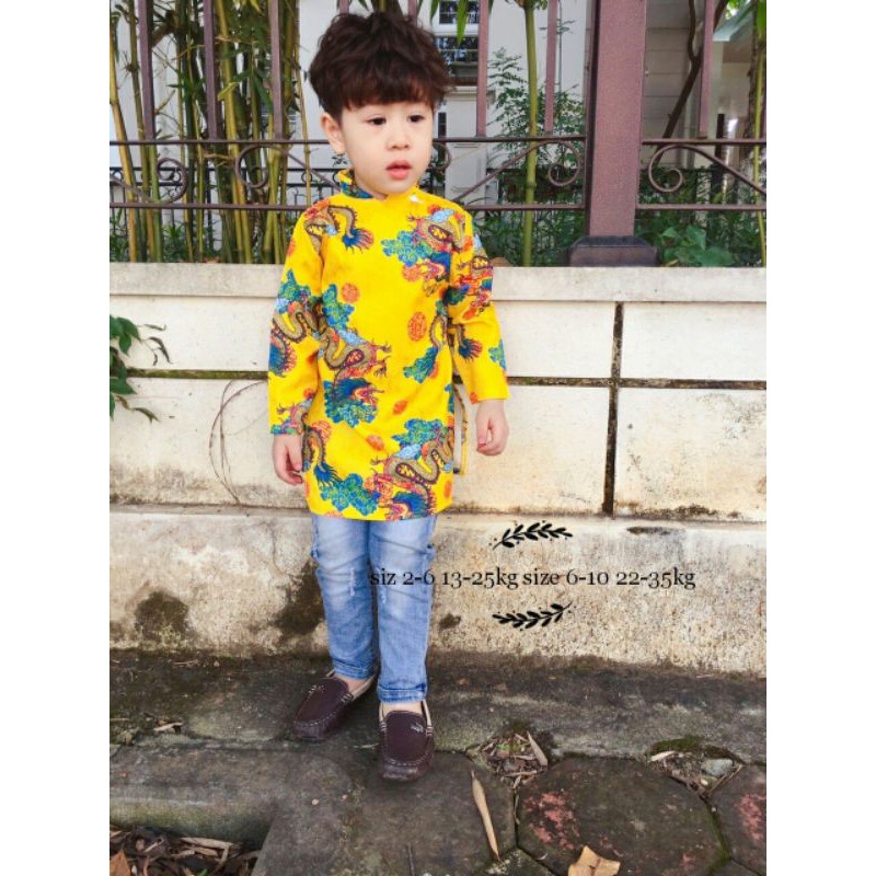Áo dài gấm 3D cho bé trai