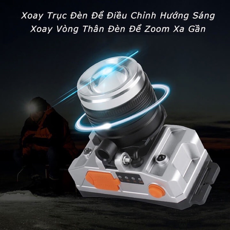 Đèn Đội Đầu 3 Chế Độ, Cảm Ứng Bật Tắt, Đèn Led Siêu Sáng Tích Điện 6-8h,Đầu Sạc USB
