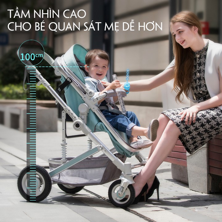 [HOT 2020]Xe đẩy em bé, xe đẩy trẻ sơ sinh 2 chiều 3 tư thế có giảm xóc nôi tháo rời bánh xe cao su LIBERIONE