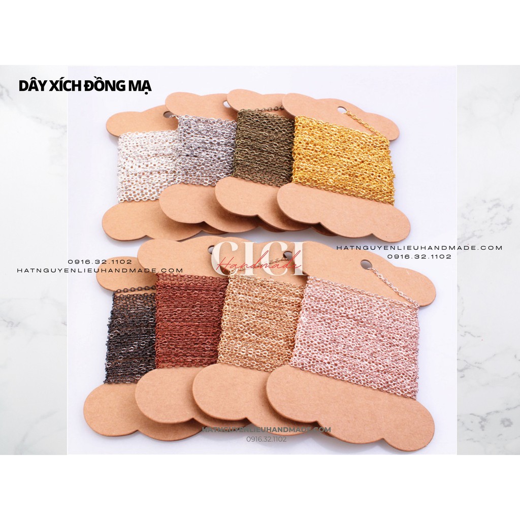 Cuộn 3m dây xích trang sức không gỉ Cici Handmade chuyên hạt đá hạt pha lê hạt cườm hạt trang sức tự làm DIY hoa cài áo