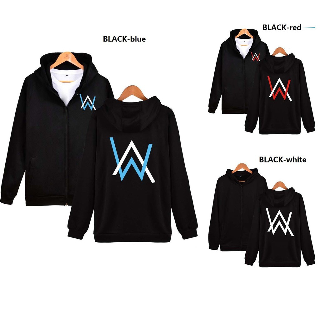 Áo Khoác Hoodie Khóa Kéo In Logo Alan Walker