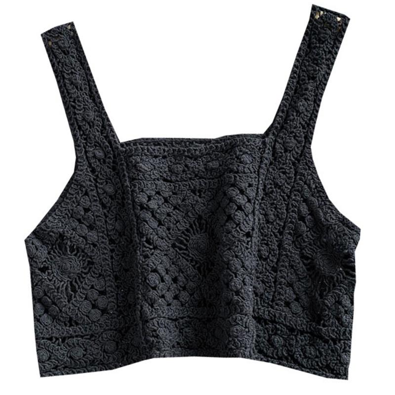 Áo Croptop Dệt Kim Sát Nách Cổ Vuông Họa Tiết Hình Thoi Thời Trang Cho Nữ