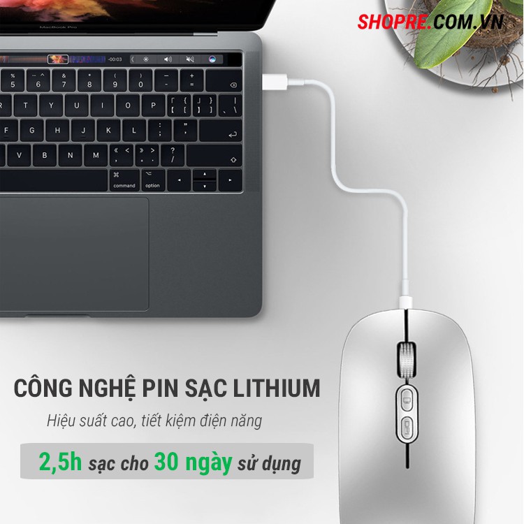 ﹍☋Chuột không dây wireless bluetooth M103 tự sạc cho laptop macbook ipad