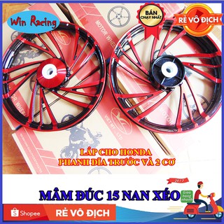 Mâm vành 15 nan lắp cho xe Wave, Dream, Future, Blade, Cub đời mới loại phanh đĩa trước cơ sau và 2 cơ nhiều màu
