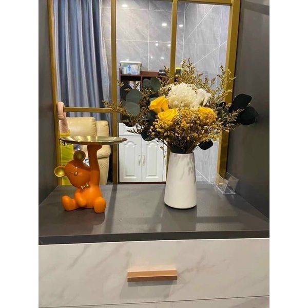 Kệ Hình Gấu Bê Khay Đựng Hoa Quả Decord, Chú Gấu Bê Khay Trang Trí Sáng Tạo
