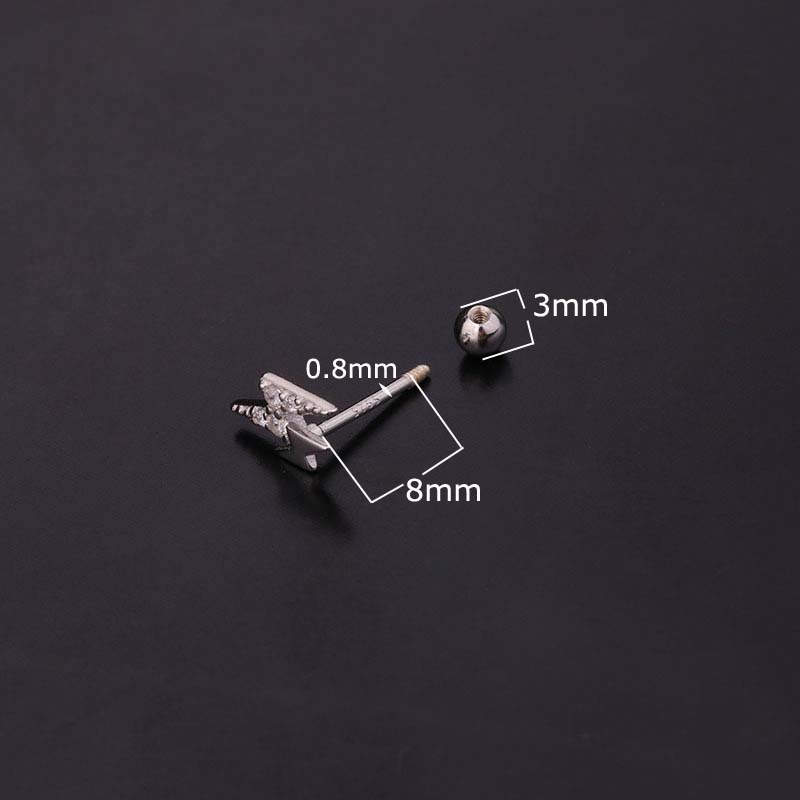 1 Chiếc Bông Tai Bạc Dài 8mm