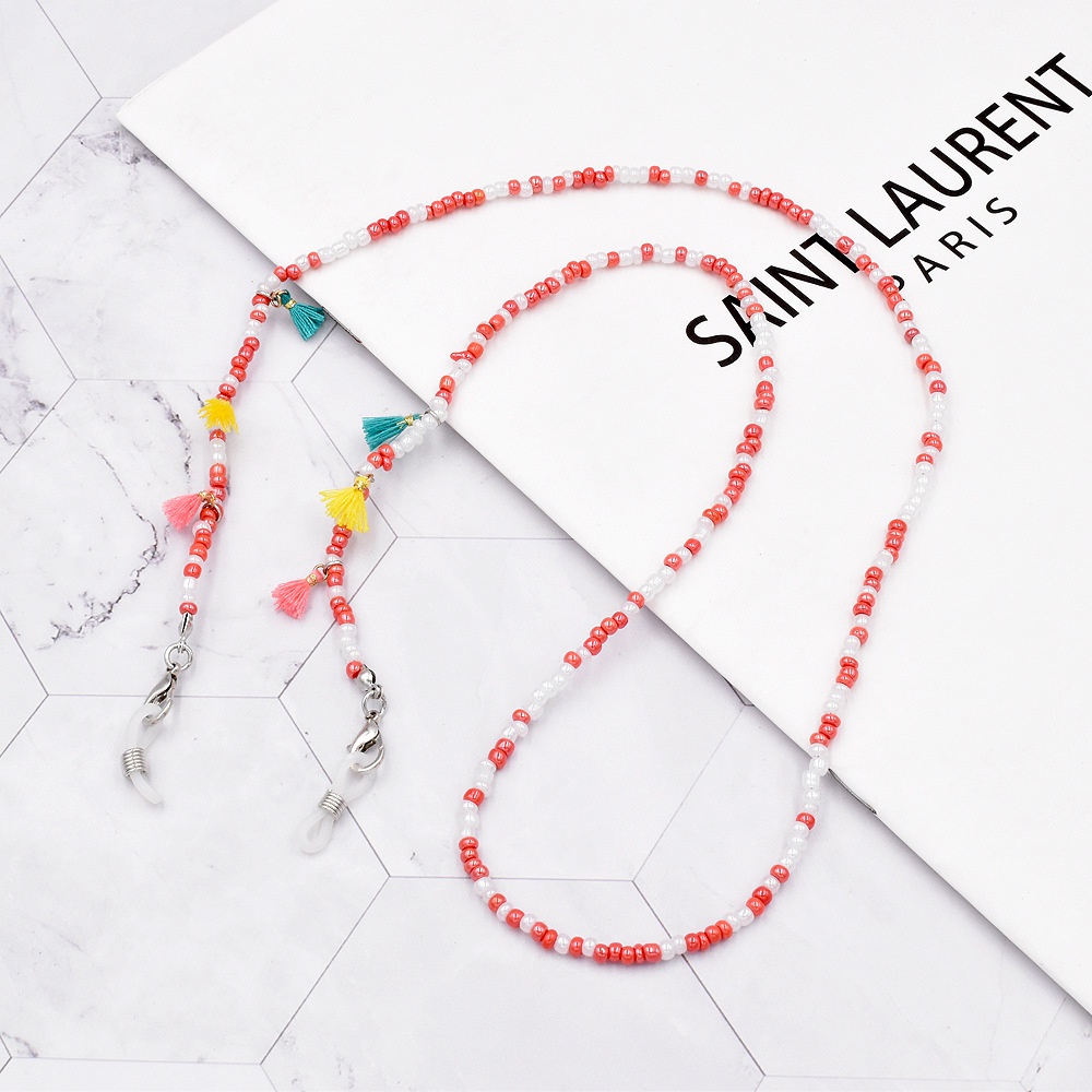 Dây Đeo Mắt Kính Xâu Hạt Ngọc Trai Tua Rua Phong Cách Mới Chống Mất