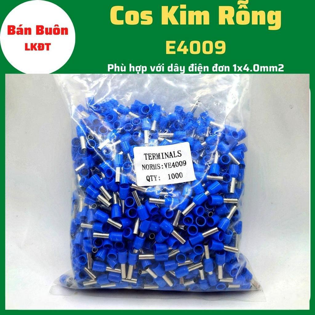 Đầu cos kim rỗng E4009,  cos kim E4009, đầu cos kim rỗng dùng cho dây điện 4.0mm, đầu cos dây điện, cos kim đơn