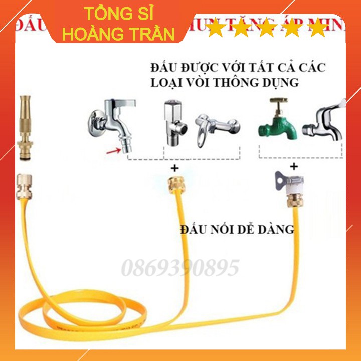 Vòi Xịt Nước Tăng Áp Suất Nước ( Tặng Đai Siết )tưới cây - rửa xe cực mạnh - Đầu vòi tăng áp đa năng