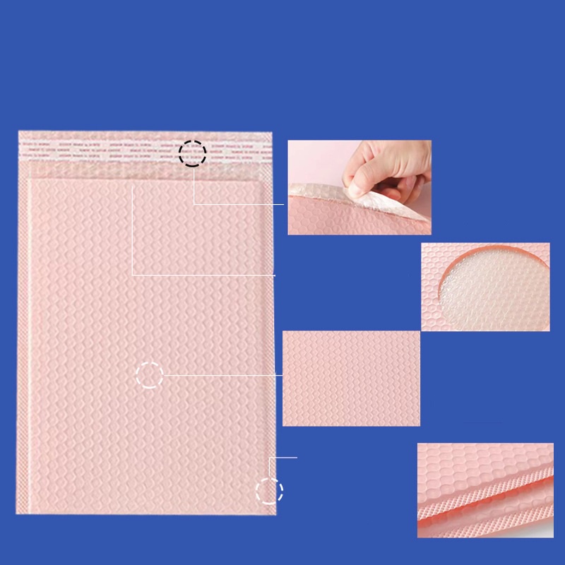 Túi gói hàng chống sốc bóng khí màu hồng be đóng gói hàng hóa an toàn nhiều kích thước, túi bảo vệ sản phẩm