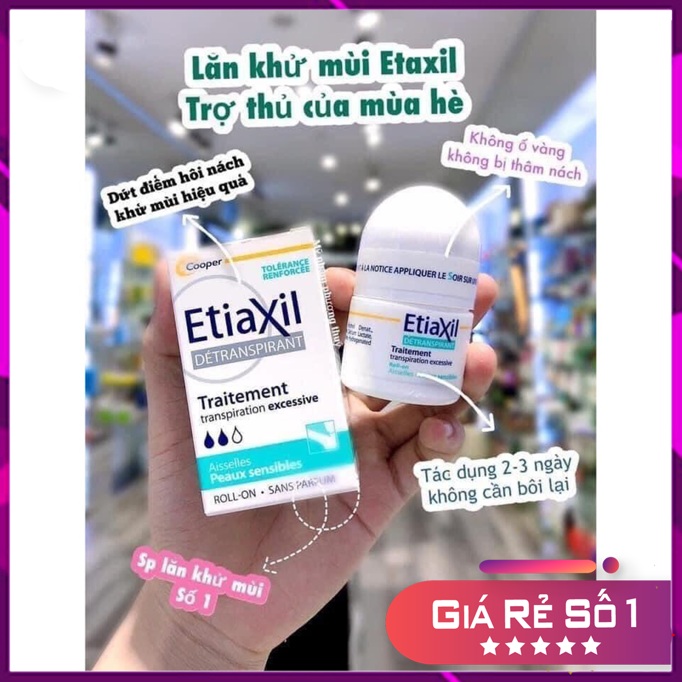 Lăn Khử Mùi ETIAXIL Ngăn Mồ Hôi Hiệu Quả Hàng Chính Hãng Pháp chai 15ml Date mới nhất 2024