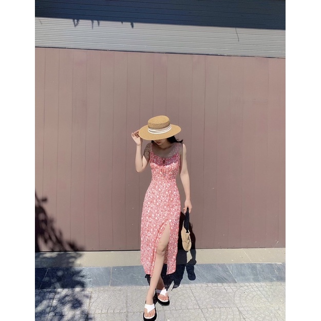 OHARA DRESS - Váy hai dây hoa nhí dáng dài xẻ tà