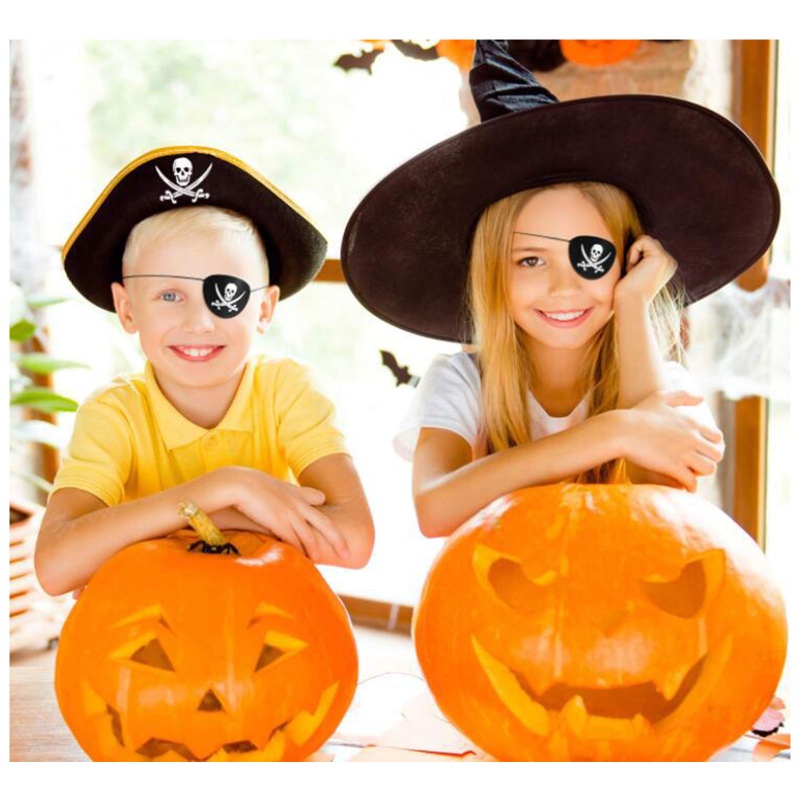✿ Set 12 Miếng Dán Mắt Chủ Đề Cướp Biển / Halloween / Giáng Sinh Màu Đen