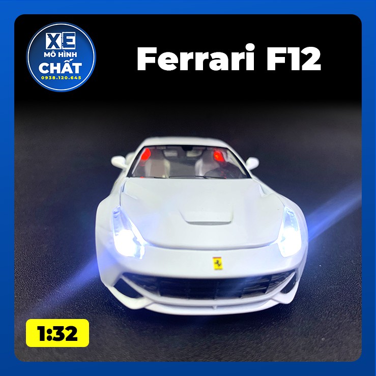 Xe Ferrari F12 mô hình tĩnh bằng kim loại Có Đèn Và Nhạc Tỉ Lệ 1:32