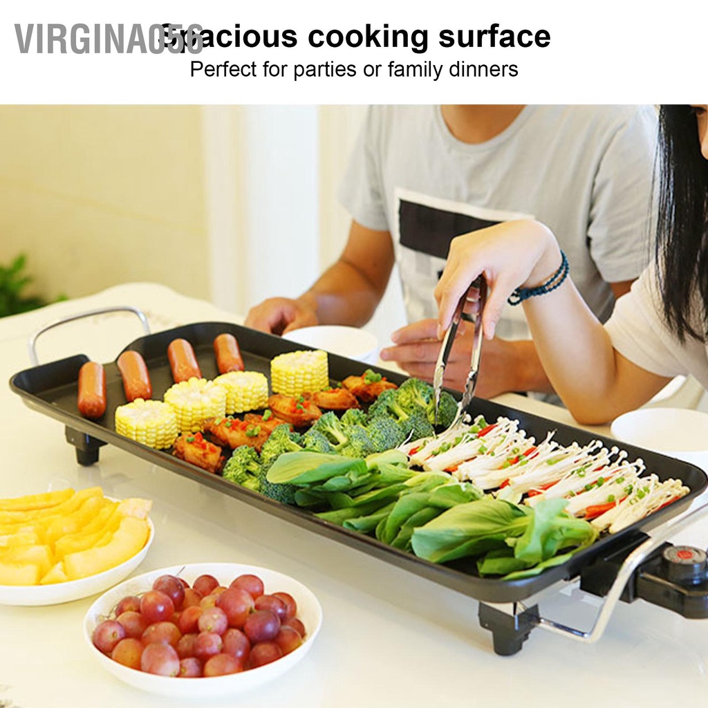 Virgina056 Vỉ Nướng Điện Không Khói Ngăn Dính Trong Nhà Đa Chức Năng Có Tay Cầm Cho Gia Đình Hoa Kỳ Cắm 110V