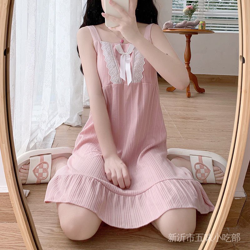 Đầm Ngủ Có Mút Đệm Ngực Phong Cách Công Chúa Thời Trang Mùa Hè Dễ Thương Cho Nữ