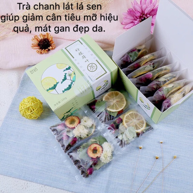 Trà chanh lát lá sen 10 gói 100gr | BigBuy360 - bigbuy360.vn