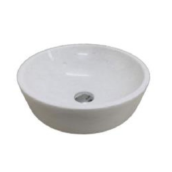 chậu lavabo đá tự nhiên chậu tròn vành dày đá trắng không vân