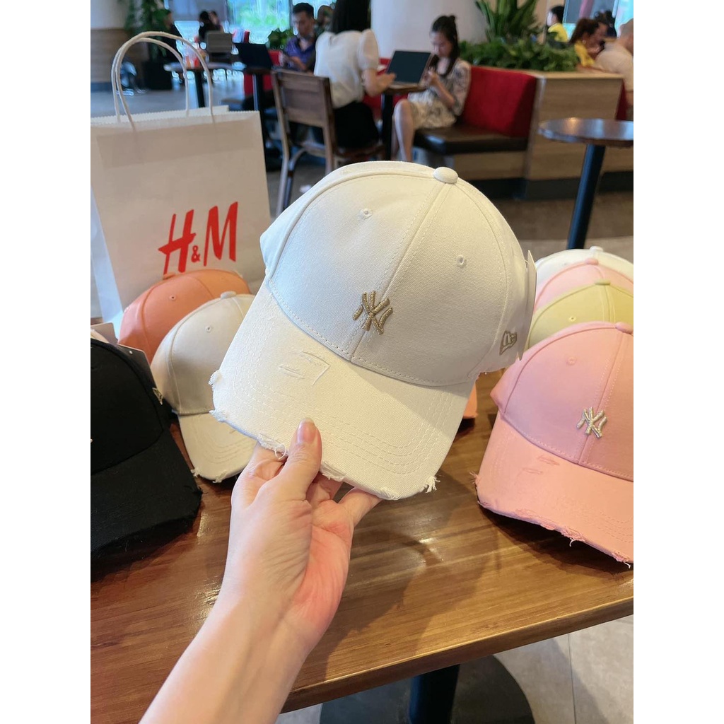 Mũ lưỡi trai rách ❤️ Nón thêu chữ NY phong cách Ulzzang form unisex nam nữ 2022