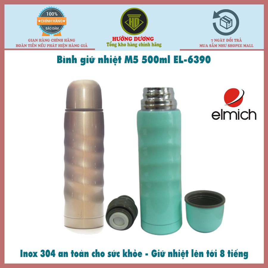 Phích giữ nhiệt INOX 304 TUYỆT ĐỐI AN TOÀN CHO SỨC KHỎE Elmich M5- 6390 inox 304 500ml