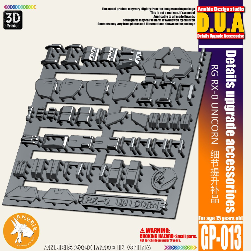 Phụ kiện mod ANUBIS - Chi tiết nhựa mô hình in 3D cho RG 1/144 RX-0 UNICORN GP013