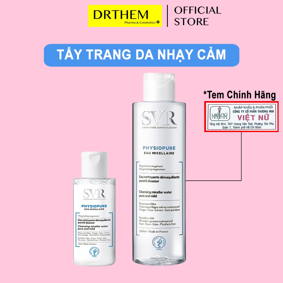 Nước Tẩy Trang SVR Cho Da Nhạy Cảm 75ml &amp; 200ml - SVR Physiopure Eau Micellaire