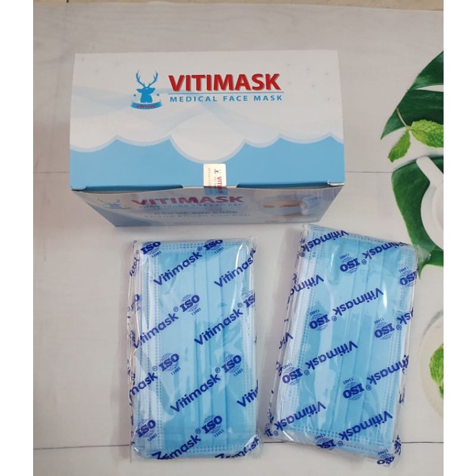 Khẩu Trang Y tế 4 lớp Vitimask Màu Xanh, Xám Hộp 50 cái | BigBuy360 - bigbuy360.vn