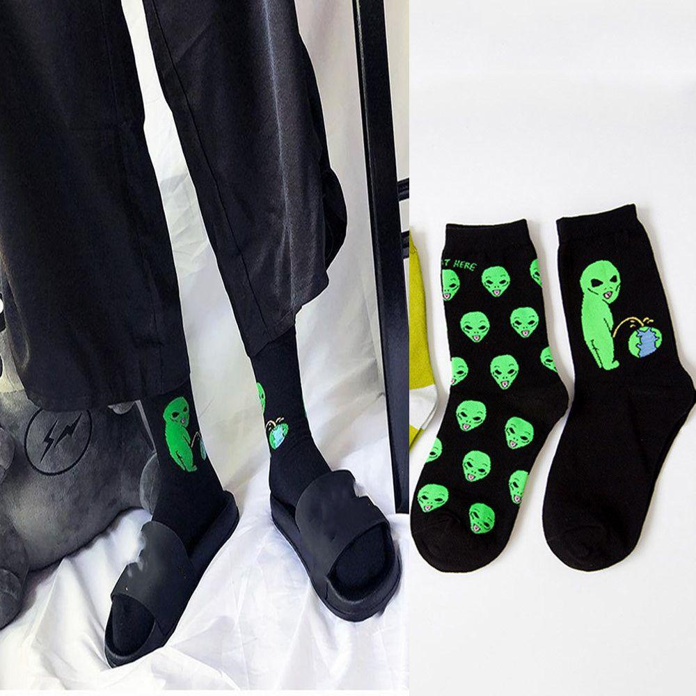 1 Đôi Tất Cotton Thoáng Khí Họa Tiết Hoạt Hình Thời Trang Thu Đông