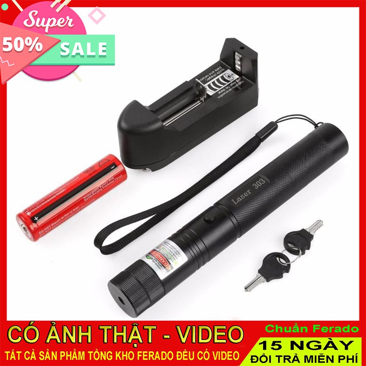 Đèn laser - bút laze lazer 303 tia xanh / đỏ cực sáng công suất lớn chiếu xa 3km Tặng kèm Pin sạc bao gồm bộ sạc,