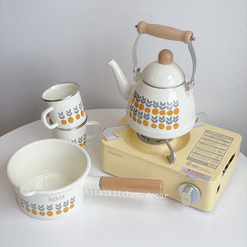 Bộ ấm, cốc, nồi tráng men Lotta phong cách Nhật retro
