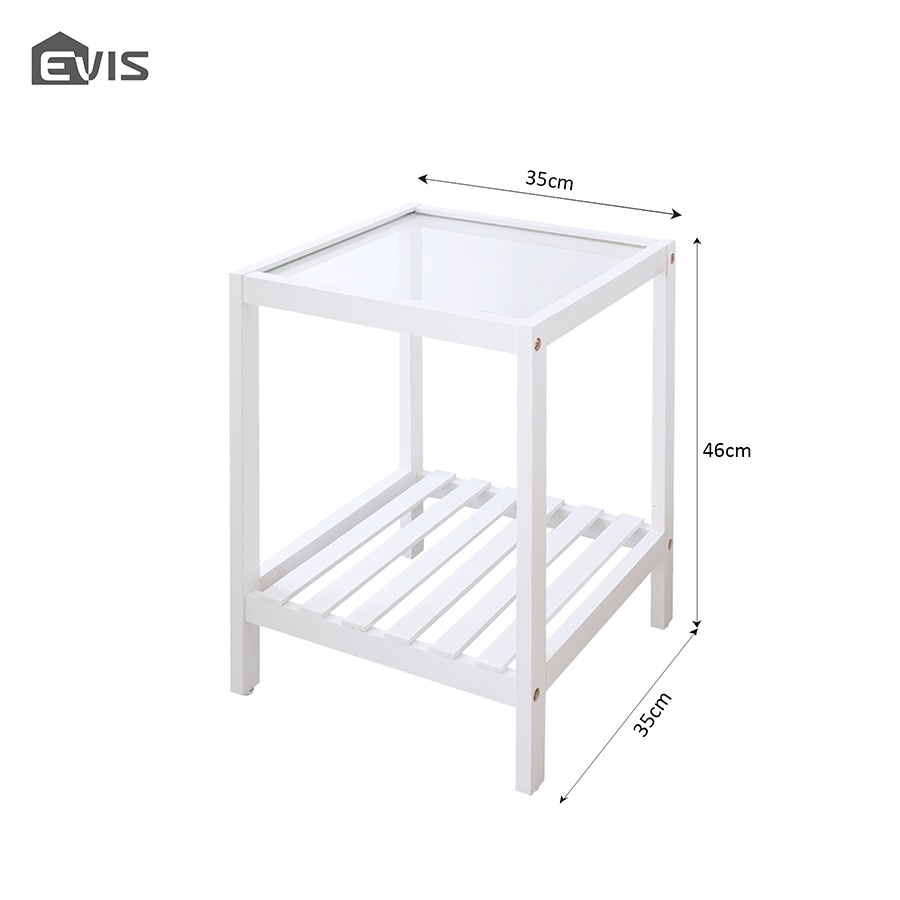 [Mã LIFEXANH03 giảm 10% đơn 500K] Kệ Đầu Giường Evis Home - Thiết Kế 2 Tầng Mặt Kính - Lắp Ráp Dễ Dàng - Có 2 Màu Sắc